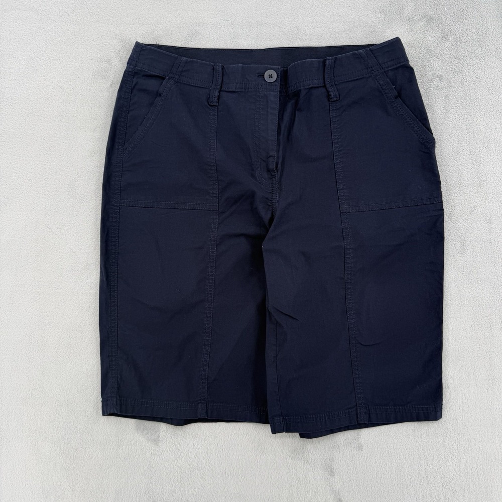 Chico's Bermuda Shorts Womens Size 6 Navy Stretch Casual Regular Fit Summer